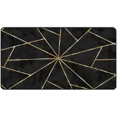 vidaXL Vloerkleed wasbaar 80x150 cm zwart en goudkleurig