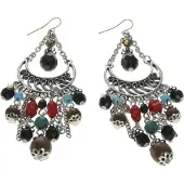 Behave - Zilverkleurige oorhangers met kleurrijke kralen - Fashion sieraden
