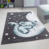 Muratap Kids olifant vloerkleed kinderkamer blauw / grijs laagpolig- 140x200 cm