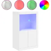vidaXL Bijzetkast met LED-verlichting bewerkt hout wit