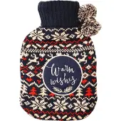 Apollo Warmwater Kruik Met Gebreide Hoes Kerst Print Blauw