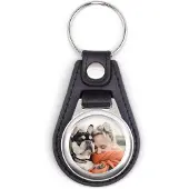 Yoursurprise Leren sleutelhanger met foto - Rond
