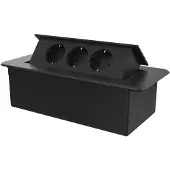 Perfect Switches POP-UP STEKKERDOOS | ZWART | PUSH | INBOUW | 3 WANDCONTACTDOZEN- ZWART