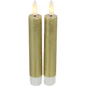 Countryfield Ledkaars Lyon 2x2x15 cm goud set van 2