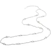Behave - Ketting - 90 cm lang - Zilverkleur - Grijs facet geslepen glaskralen