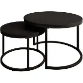 Meubella | salontafel zwart mat set van 2 industrieel