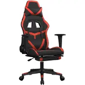 vidaXL Gaming stoel met massagefunctie en voetsteun, zwart en rood, kunstleer