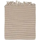 Clayre & Eef Plaid 125x150 cm Beige Katoen Strepen Deken Beige Deken