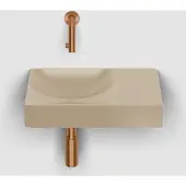 Clou Vale keramische fontein 38cm zonder kraangat rechts mosterd mat