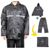 Voltano Regenpak Met Capuchon - Zwart - Inclusief Draagtas