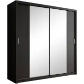 Meubella Kledingkast mat zwart 220x62x215 Garderobekast schuifdeuren