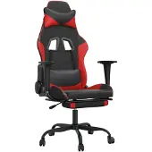 vidaXL Gaming stoel met voetsteun, zwart en rood, kunstleer