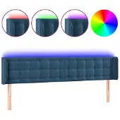vidaXL Hoofdbord LED 163x16x78/88 cm fluweel donkerblauw