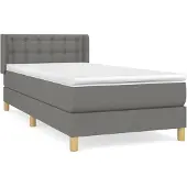 vidaXL Boxspring met matras stof donkergrijs 100x200 cm