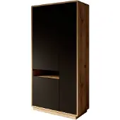 Meubella | Vitrinekast eiken mat zwart 92x40x181cm