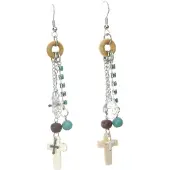 Behave - Oorhangers - Bohemian stijl - Kruisje en kralen - 9 cm