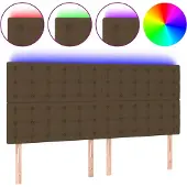 vidaXL Hoofdbord LED 160x5x118/128 cm stof donkerbruin