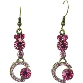 Behave - Oorhangers retro stijl met roze steentjes en maanvorm - Feestelijk