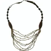 Behave - Lange bruine ketting met grote en kleine kraaltjes 82,5cm