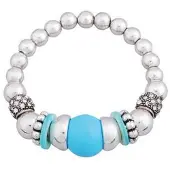 Behave - elastische armband met turquoise kraal - summer chic stijl