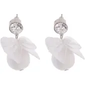 Behave - Oorstekers met strikje en kristal - romantisch wit - chic