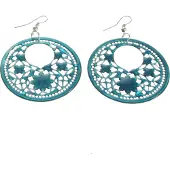 Behave Oorbellen hangers rond blauw 6 cm