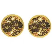 Behave - Ronde oorsteker bloemen paarse kleur - Goudkleur - Modeaccessoire
