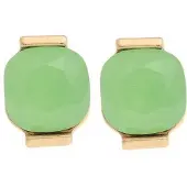 Behave - Oorbel steker lichtgroen glassteen fris pasteltrend goudkleur