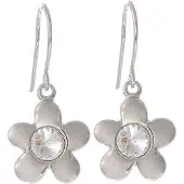 Behave - Oorhangers dames bloemvormig - Glaskristal trend - Zilverkleur