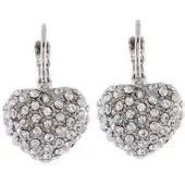 Behave - Oorhangers Hartvorm Zilverkleur - Strass - Elegant - Nikkelvrij