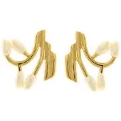 Behave - Oorbellen - Dames oorknoppen goud-kleur met Zoetwater Parels 2,5cm