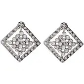 Behave - Oorsteker met Steentjes - Zilverkleur - Ruit Design