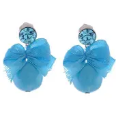 Behave - Oorbellen met blauwe steen en strik - speels zomeraccent