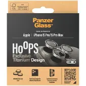 PanzerGlass Optical Hoop Rings Geschikt voor Apple iPhone 15 Pro / 15 Pro Max - Camera Lens Protector Glas - Schokbestendig - Krasbestendig - met Applicator - Titanium Grijs