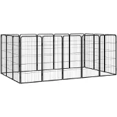 vidaXL Hondenkennel 16 panelen 50 x 100 cm gepoedercoat staal zwart