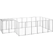 vidaXL Hondenkennel 8,47 m² staal zilverkleurig