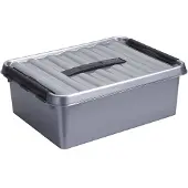 Sunware - Q-line opbergbox 12L metaal zwart - 40 x 30 x 14 cm