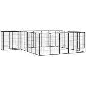 vidaXL Hondenkennel 26 panelen 50x100 cm gepoedercoat staal zwart