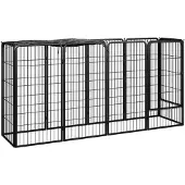 vidaXL Hondenkennel 10 panelen 50 x 100 cm gepoedercoat staal zwart