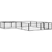 vidaXL Hondenkennel 12 panelen 100x50 cm gepoedercoat staal zwart