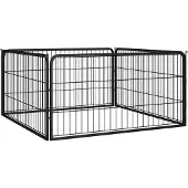 vidaXL Hondenkennel 4 panelen 100x50 cm gepoedercoat staal zwart