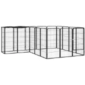 vidaXL Hondenkennel 18 panelen 50 x 100 cm gepoedercoat staal zwart
