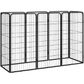 vidaXL Hondenkennel 8 panelen 50x100 cm gepoedercoat staal zwart