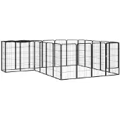 vidaXL Hondenkennel 22 panelen 50x100 cm gepoedercoat staal zwart