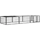 vidaXL Hondenkennel 8 panelen 100x50 cm gepoedercoat staal zwart