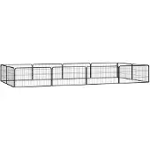 vidaXL Hondenkennel 12 panelen 100x50 cm gepoedercoat staal zwart