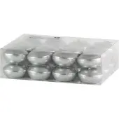 Trend Candles 24x Drijvende kaarsen zilver 4,5 cm 4 branduren - Drijfkaarsen