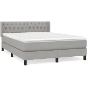 vidaXL Boxspringbed met matras, lichtgrijs, 140x190 cm, gestoffeerd
