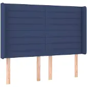 vidaXL Hoofdbord met randen 147x16x118/128 cm stof blauw