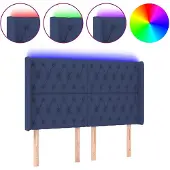 vidaXL Hoofdbord LED 163x16x118/128 cm stof blauw